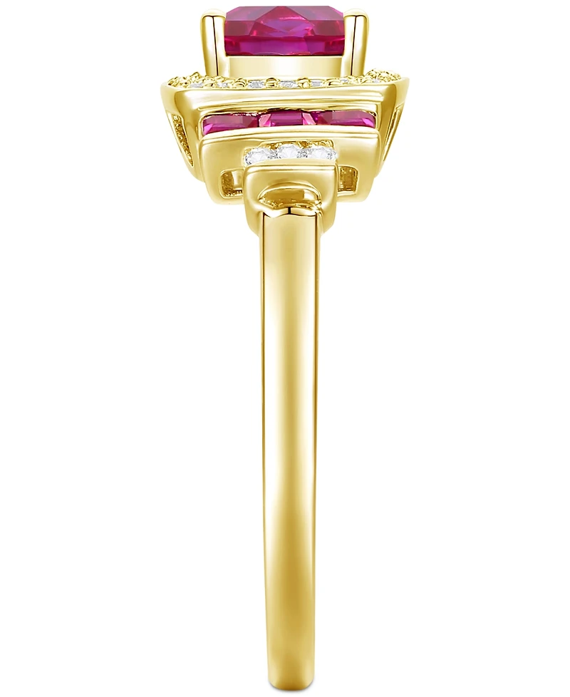 Lab-Grown Opal (3/8 ct. t.w.) & White Sapphire (1/6 Statement Ring 14k Rose Gold-Plated Sterling Silver (Also Ruby