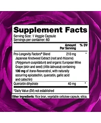 Reserveage, Resveratrol 100 mg Antioxidant Supplement for Heart and Cellular Health, Supports Healthy Aging, Paleo, Keto, 60 Capsules (60 Servings)