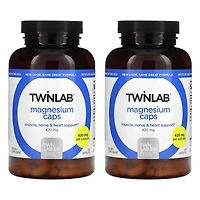 Twinlab Magnesium Caps - High Absorption Magnesium Supplement - Magnesium Capsules for Stress Relief, 420 mg, 200 Count, 2 Pack