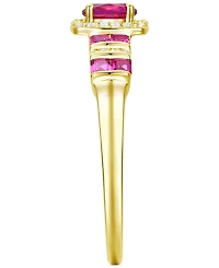 Lab-Grown Ruby (5/8 ct. t.w.) & Lab-Grown White Sapphire (1/10 ct. t.w.) Halo Statement Ring in 14k Gold-Plated Sterling Silver (Also in Lab-Grown Blu