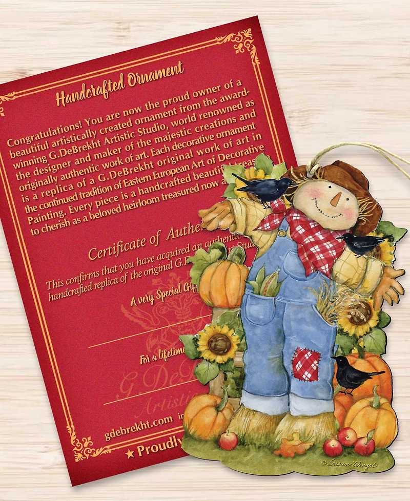 Designocracy Holiday Wooden Ornaments Harvest Scarecrow Home Decor Set of 2 S. Winget