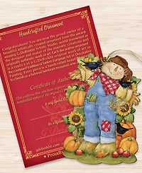 Designocracy Holiday Wooden Ornaments Harvest Scarecrow Home Decor Set of 2 S. Winget