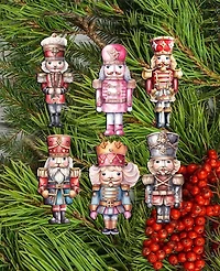 Designocracy Nutcrackers Christmas Wooden Clip-On Ornaments Set of 6 G. DeBrekht