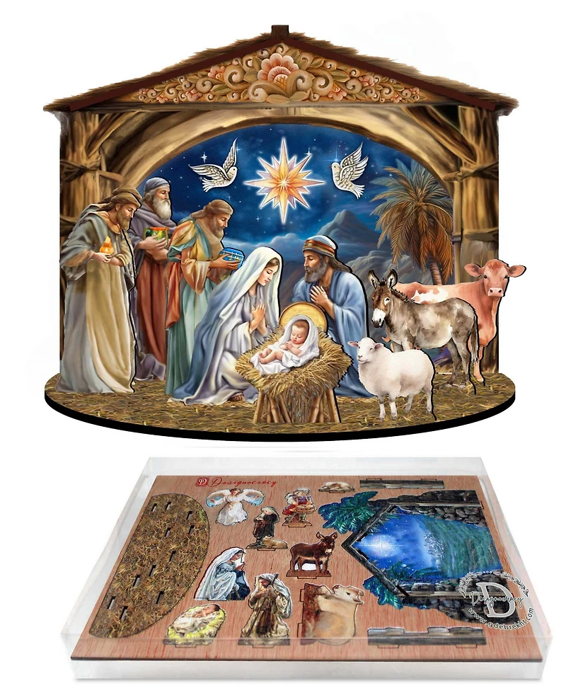 Designocracy The Birth of Jesus Christmas Nativity Scene Village 12" Mantel Decor G. DeBrekht
