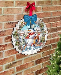 Designocracy Let it Snow Christmas Wooden Door Decor Hanging Decoration G. DeBrekht