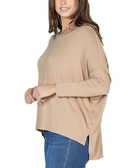 24seven Comfort Apparel Women's Long Sleeve Oversized Dolman Top