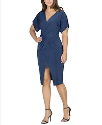 24seven Comfort Apparel Women's Short Sleeve V-neck Twist Front Dress