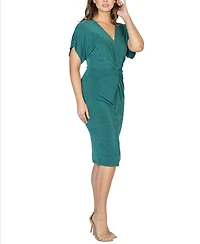 24seven Comfort Apparel Women's Short Sleeve V-neck Twist Front Dress