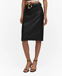Mango Women's Faux-Leather Pencil Skirt
