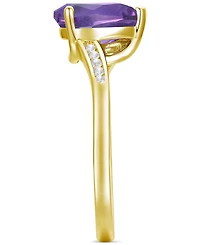 Amethyst (1-1/3 ct. t.w.) & Lab-Grown White Sapphire (1/10 Pear Swirl Ring 14k Gold-Plated Sterling Silver (Also Additional Gemstones)