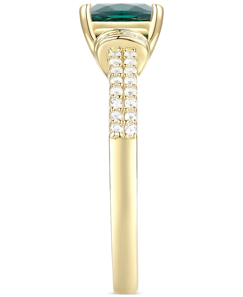 Amethyst (1-1/3 ct. t.w.) & Lab-Grown White Sapphire (1/4 Cushion Ring 14k Gold-Plated Sterling Silver (Also Additional Gemstones)