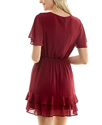 As U Wish Juniors' Chiffon Tie-Waist Dress