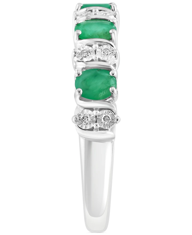 Effy Emerald (1-1/20 ct. t.w.) & Diamond (1/20 Ring Sterling Silver (Also Ruby Sapphire)