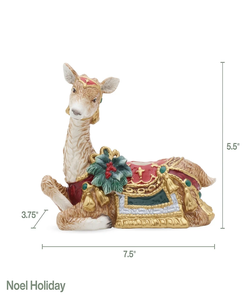 Fitz and Floyd Noel Holiday Resting Deer Candle Holder, 5.5-in