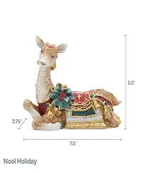 Fitz and Floyd Noel Holiday Resting Deer Candle Holder, 5.5-in