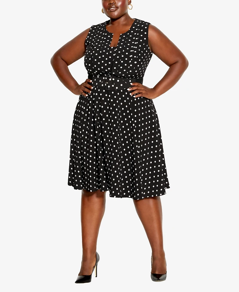 City Chic Plus Size Vintage Spot Mini Dress
