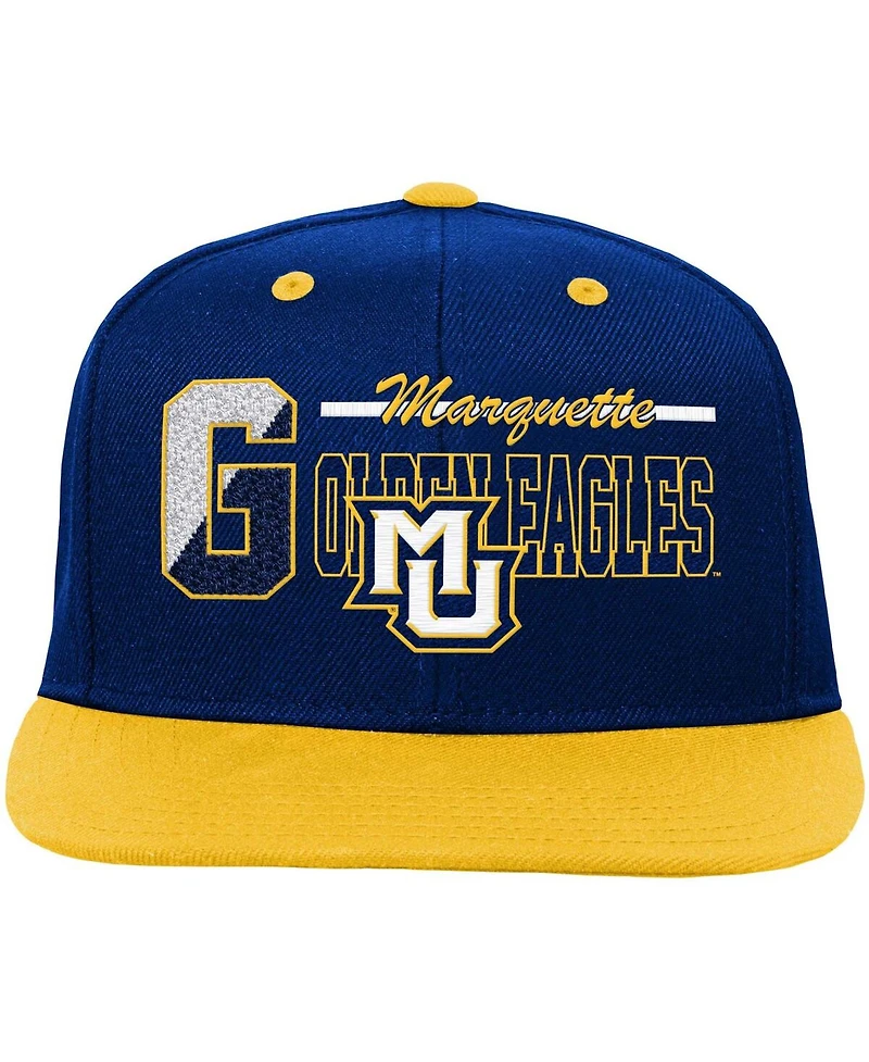 Big Boys and Girls Mitchell & Ness Navy Marquette Golden Eagles Varsity Letter Snapback Hat