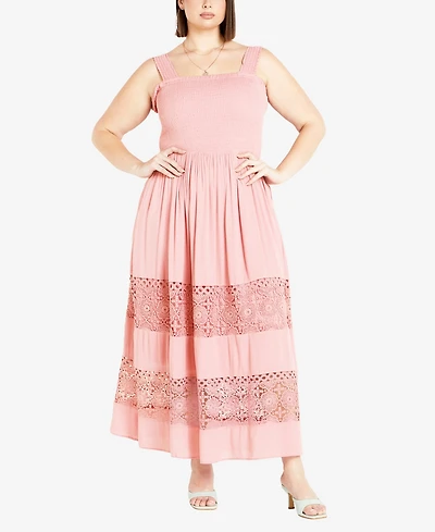 City Chic Plus By The Beach Crochet Maxi Dress