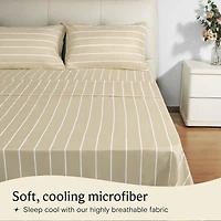 4PC Striped Silky Soft Cooling Deep Pocket Performance Sheet Set