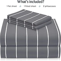 4PC Striped Silky Soft Cooling Deep Pocket Performance Sheet Set - Striped