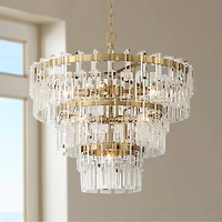 Vienna Full Spectrum Luxum Burnished Brass Chandelier 23 1/2" Wide Modern Tiered Crystal 8-Light Fixture for Dining Room House Foyer Kitchen Isla