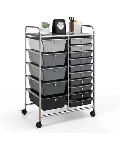 15 Drawer Rolling Storage Cart Tools Scrapbook Paper Office School Organizer