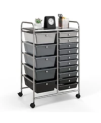 15 Drawer Rolling Storage Cart Tools Scrapbook Paper Office School Organizer