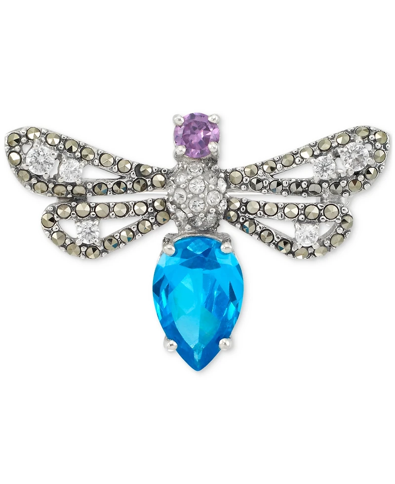 Marcasite (3/8 ct. t.w.) & Cubic Zirconia Dragonfly Pin in Sterling Silver