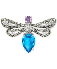 Marcasite (3/8 ct. t.w.) & Cubic Zirconia Dragonfly Pin in Sterling Silver
