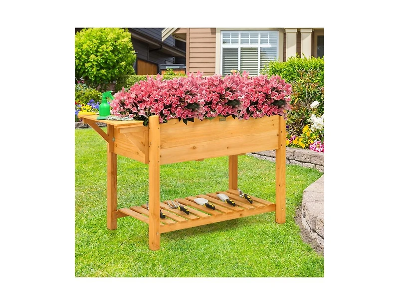 Elevated Planter Box Kit with 8 Grids and Folding Tabletop