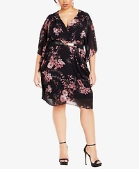 City Chic Women's Bold Blossom Wrap Dress