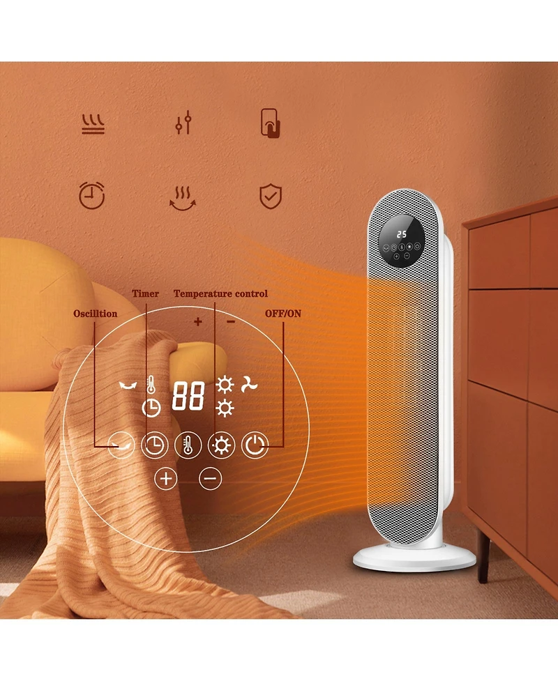 Sugift 1500W Portable Oscillating Electric Space Heater for Indoor Use with Remote