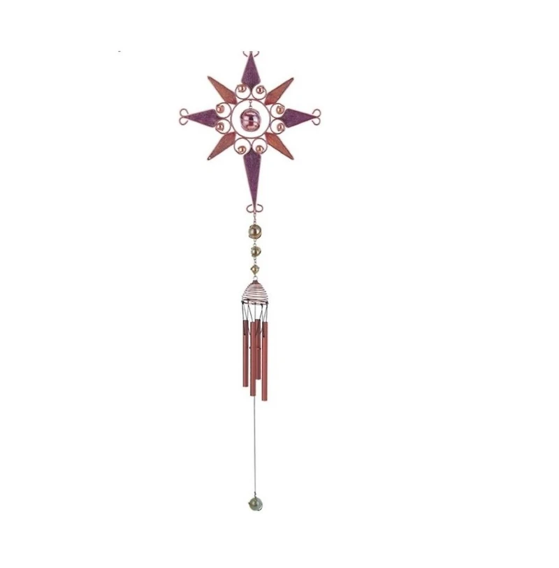 37" Long Purple Star Wind Chime with Copper Gem