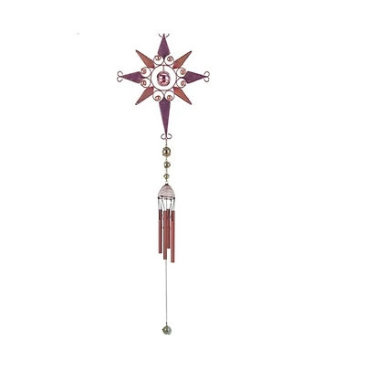 37" Long Purple Star Wind Chime with Copper Gem