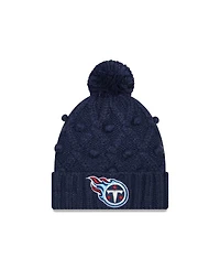 Women's New Era Navy Tennessee Titans Toasty Cuffed Knit Hat with Pom
