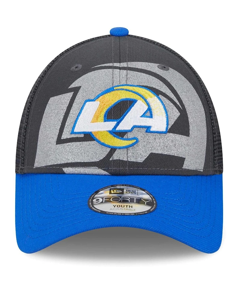 Big Boys and Girls New Era Graphite Los Angeles Rams Reflect 9FORTY Adjustable Hat