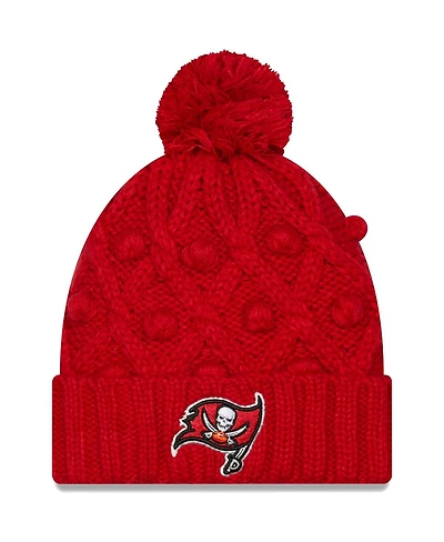 Big Girls New Era Red Tampa Bay Buccaneers Toasty Cuffed Knit Hat with Pom