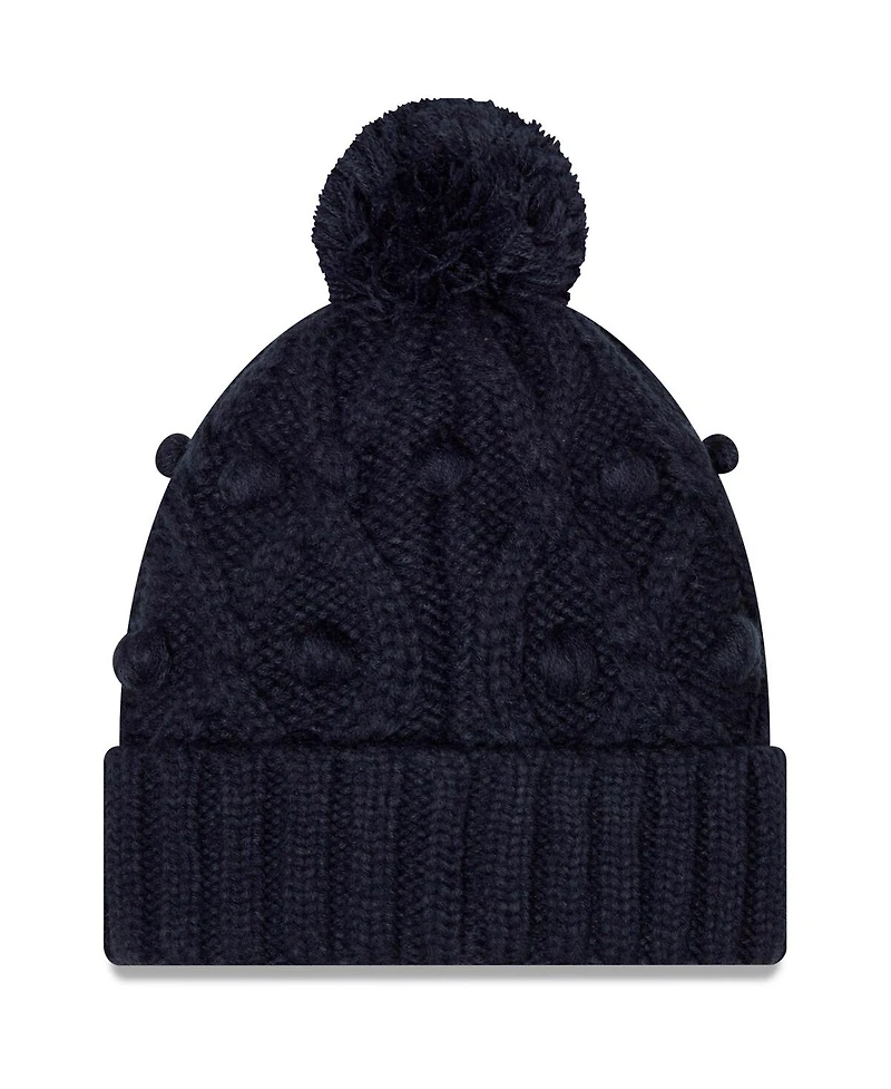 Big Girls New Era Navy Chicago Bears Toasty Cuffed Knit Hat with Pom