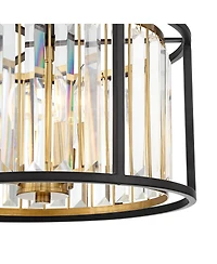 Possini Euro Design Milne Modern Ceiling Light Semi Flush Mount Fixture 14" Wide Bronze Brass 3-Light Clear Crystal for Bedroom Kitchen Living Ro