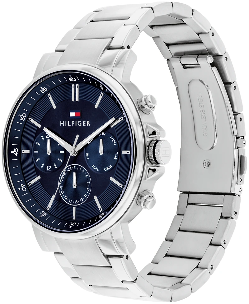Tommy Hilfiger Men's Multifunction Silver-Tone Stainless Steel Watch 43mm