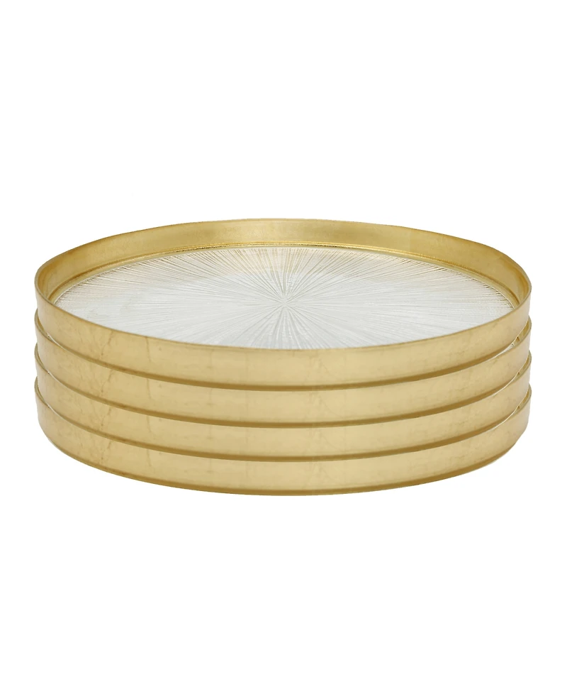 Classic Touch 13" Crystal Glass Chargers with Gold Border 4 Piece Set, Service for 4