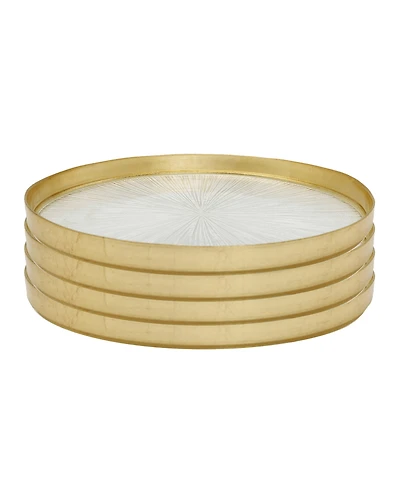 Classic Touch 13" Crystal Glass Chargers with Gold Border 4 Piece Set, Service for 4