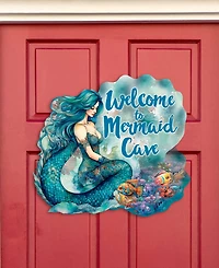Designocracy Holiday Door Decor Wooden Welcome Sign Welcome to Mermaid Cave G. DeBrekht