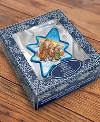 Designocracy Santa with Reindeer Star Mercury Glass Christmas Ornaments G. DeBrekht