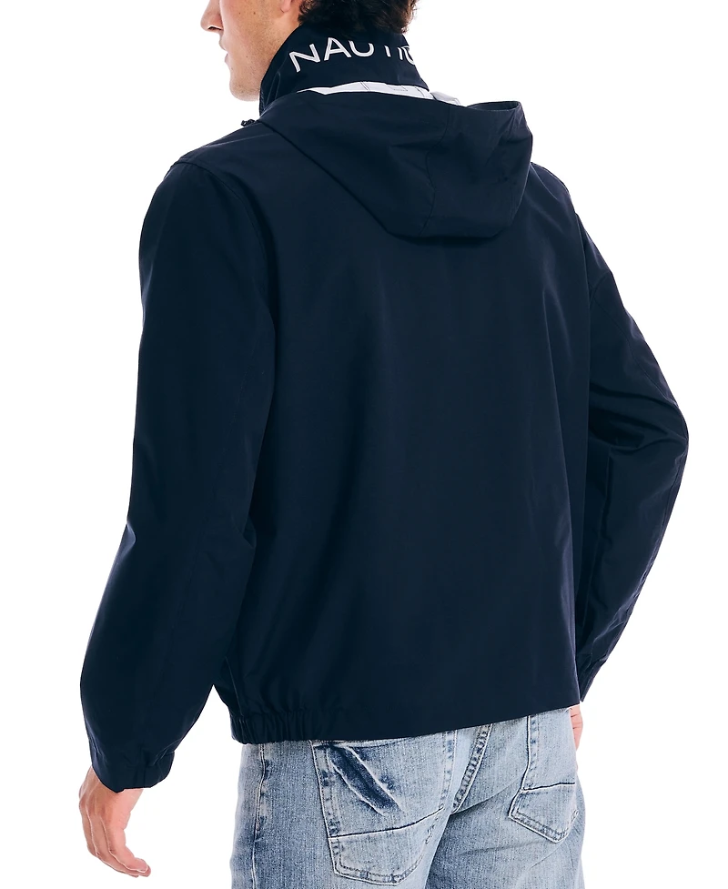 Nautica Men's Classic Rainbreaker Hooded Zip-Front Lightweight Jacket
