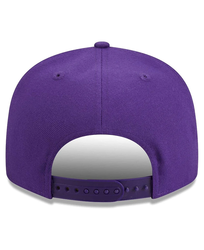 Men's New Era Purple Los Angeles Lakers Golden Tall Text 9FIFTY Snapback Hat
