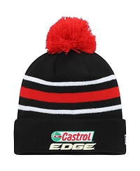 Men's New Era Black Brad Keselowski Cuffed Knit Hat with Pom