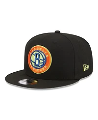 Men's New Era Black Brooklyn Nets Neon Pop 9FIFTY Snapback Hat