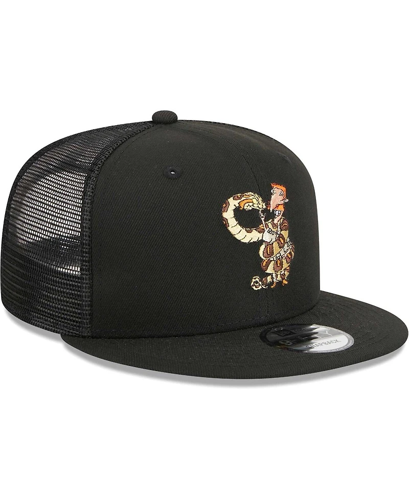 Men's New Era Black The Wild Thornberrys Nigel Thornberry Trucker 9FIFTY Snapback Hat