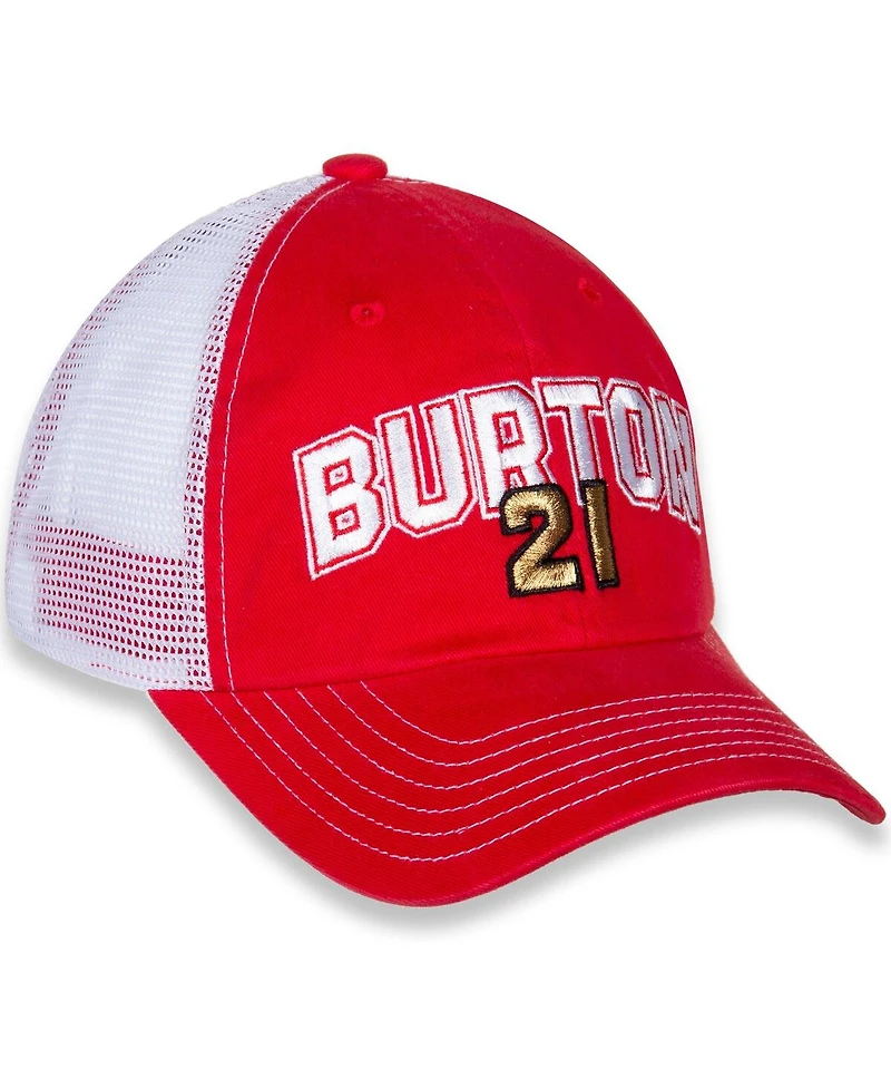 Women's Checkered Flag Sports Red, White Harrison Burton Name and Number Adjustable Hat